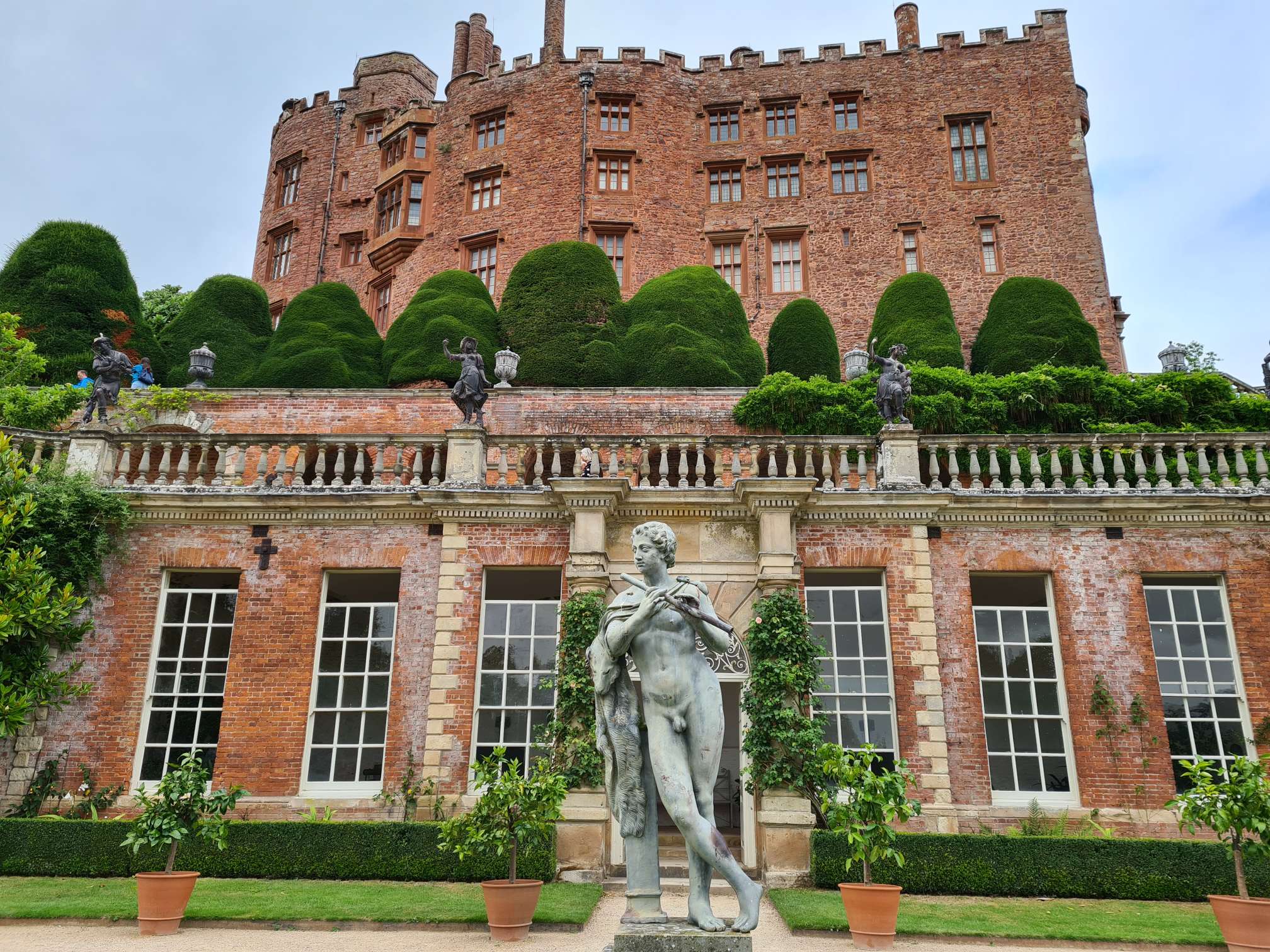 A picture taken from the gardens looking up at Powis Castle