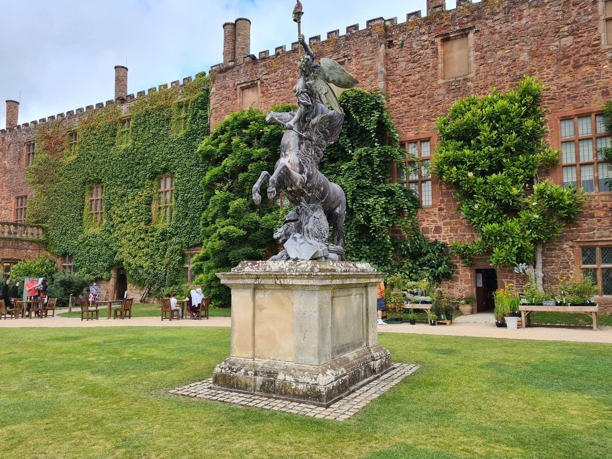 A statue in the courtyard of Powis Castle